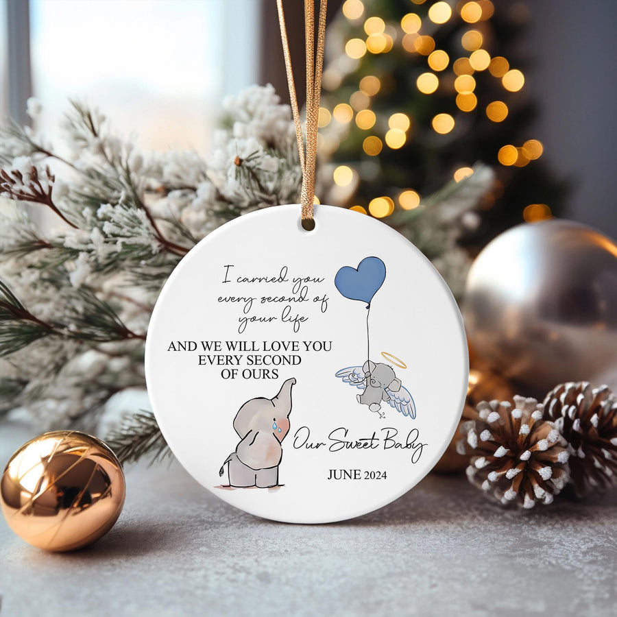 Personalized Baby Memorial Ornament 2025: Elephant Keepsake