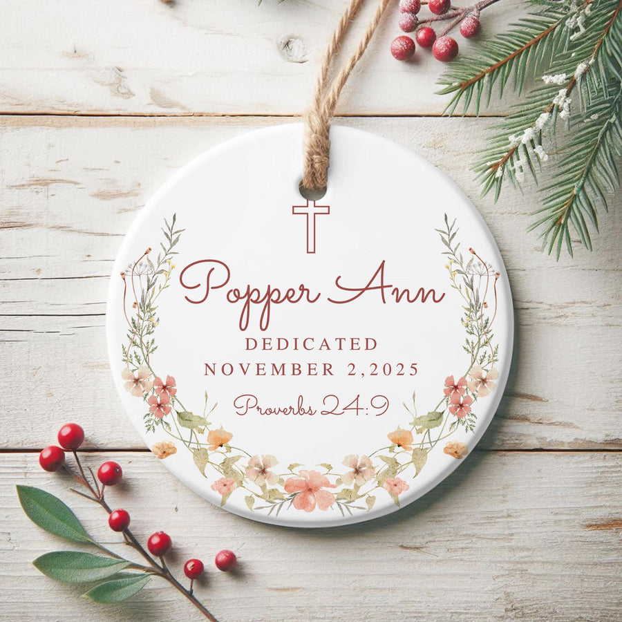 Personalized Baby Dedication Ornament: Ceramic Christian Keepsake