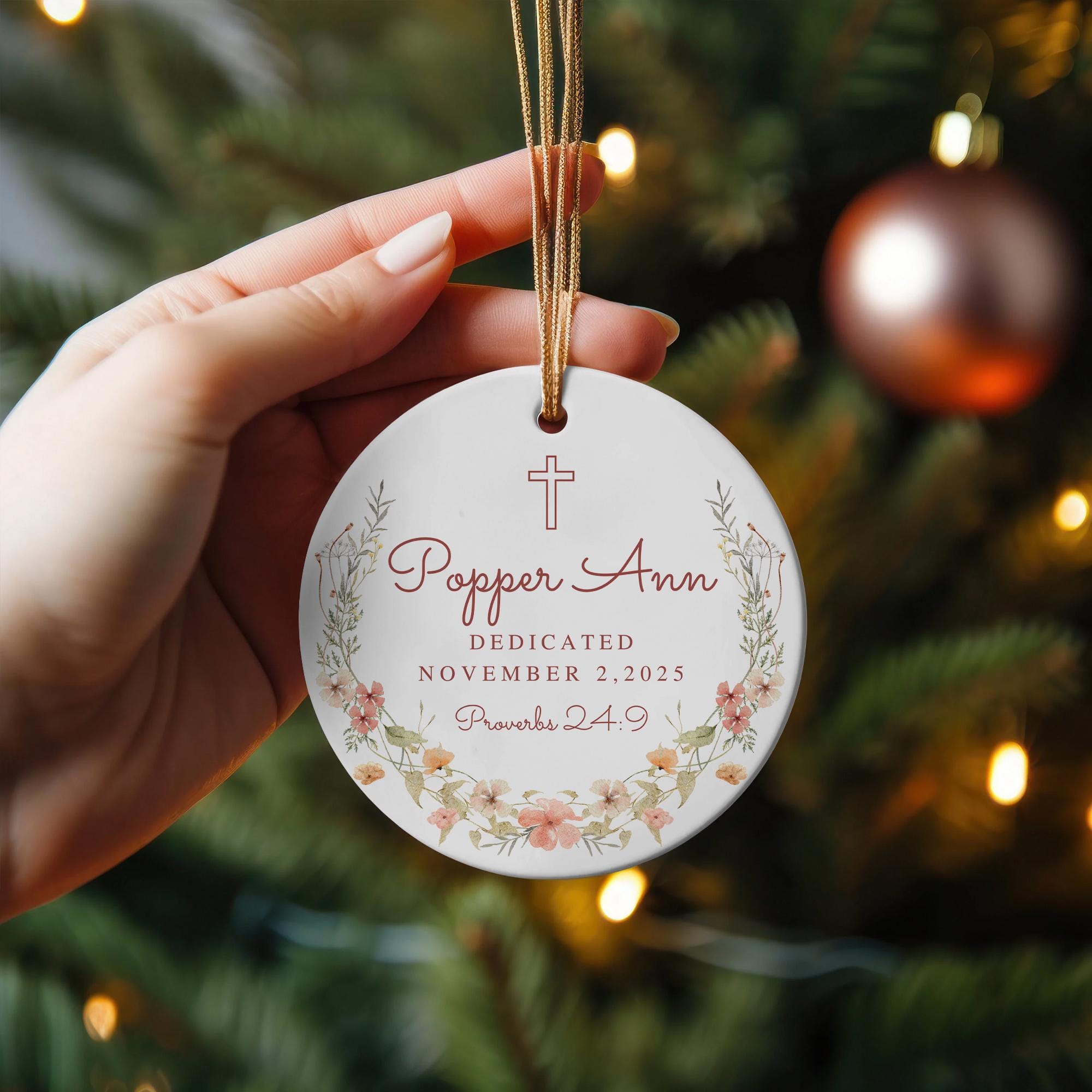 Personalized Baby Dedication Ornament: Ceramic Christian Keepsake