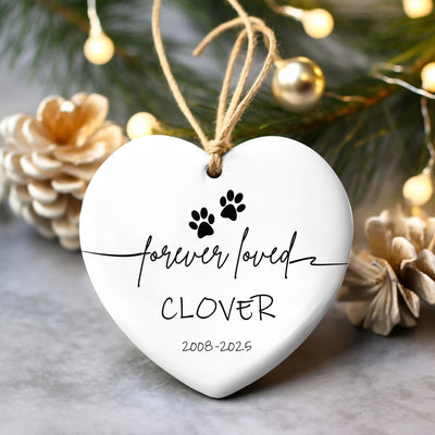 Personalized Pet Memorial Ornament: Forever Loved Ceramic Heart