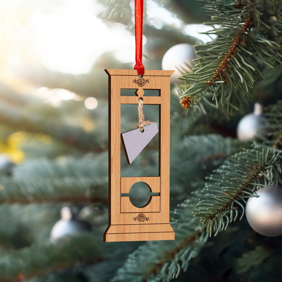 Guillotine Christmas Ornament: Dark Humor Holiday Decor