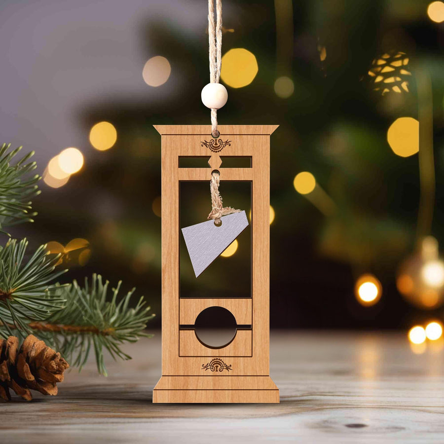 Guillotine Christmas Ornament: Dark Humor Holiday Decor
