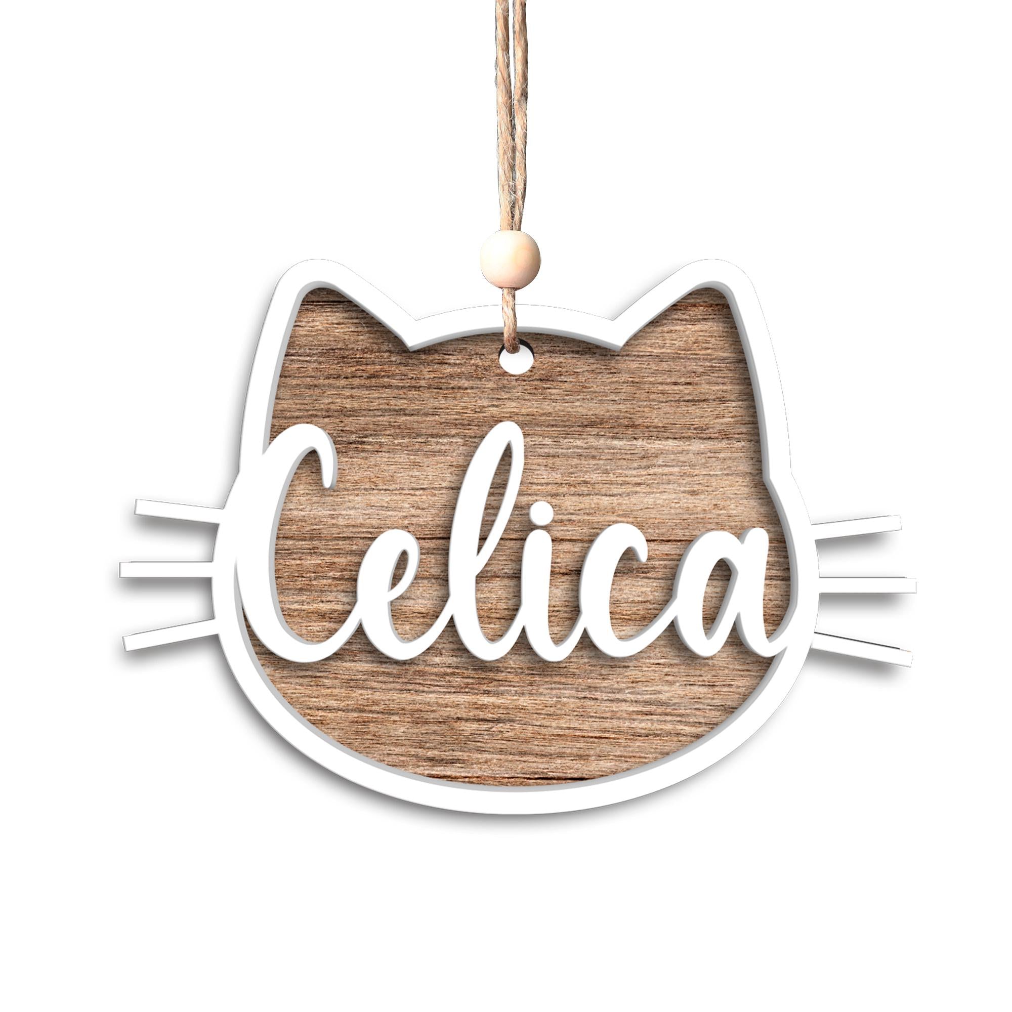 Personalized Cat Christmas Ornament: Handmade Wooden Kitten Keepsake