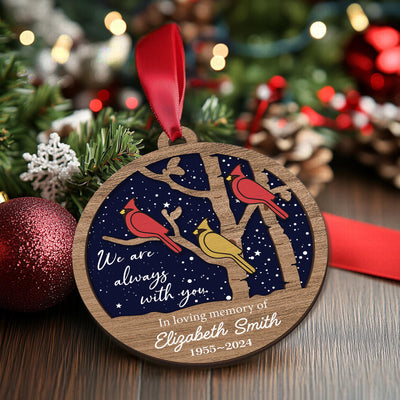 Personalized Cardinal Memorial Ornament: Wooden In Loving Memory Christmas Decoration