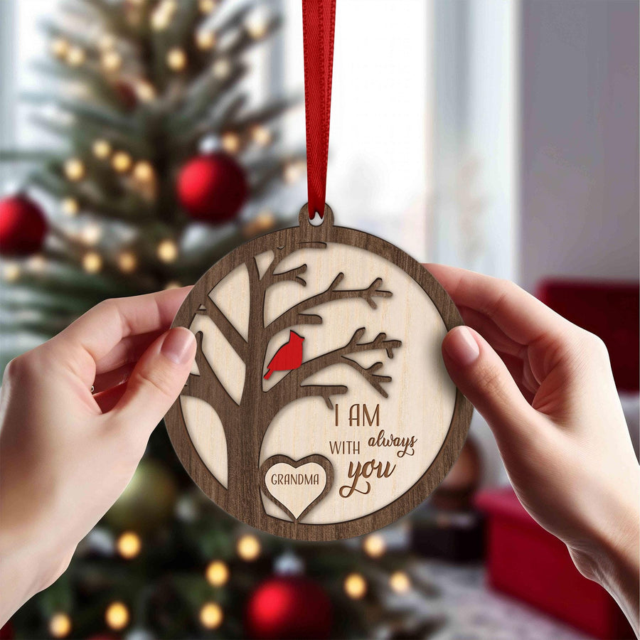 Cardinal Memorial Ornament – Wooden In Loving Memory Christmas Decoration - Remembrance Gift - Personalized Sympathy Gift