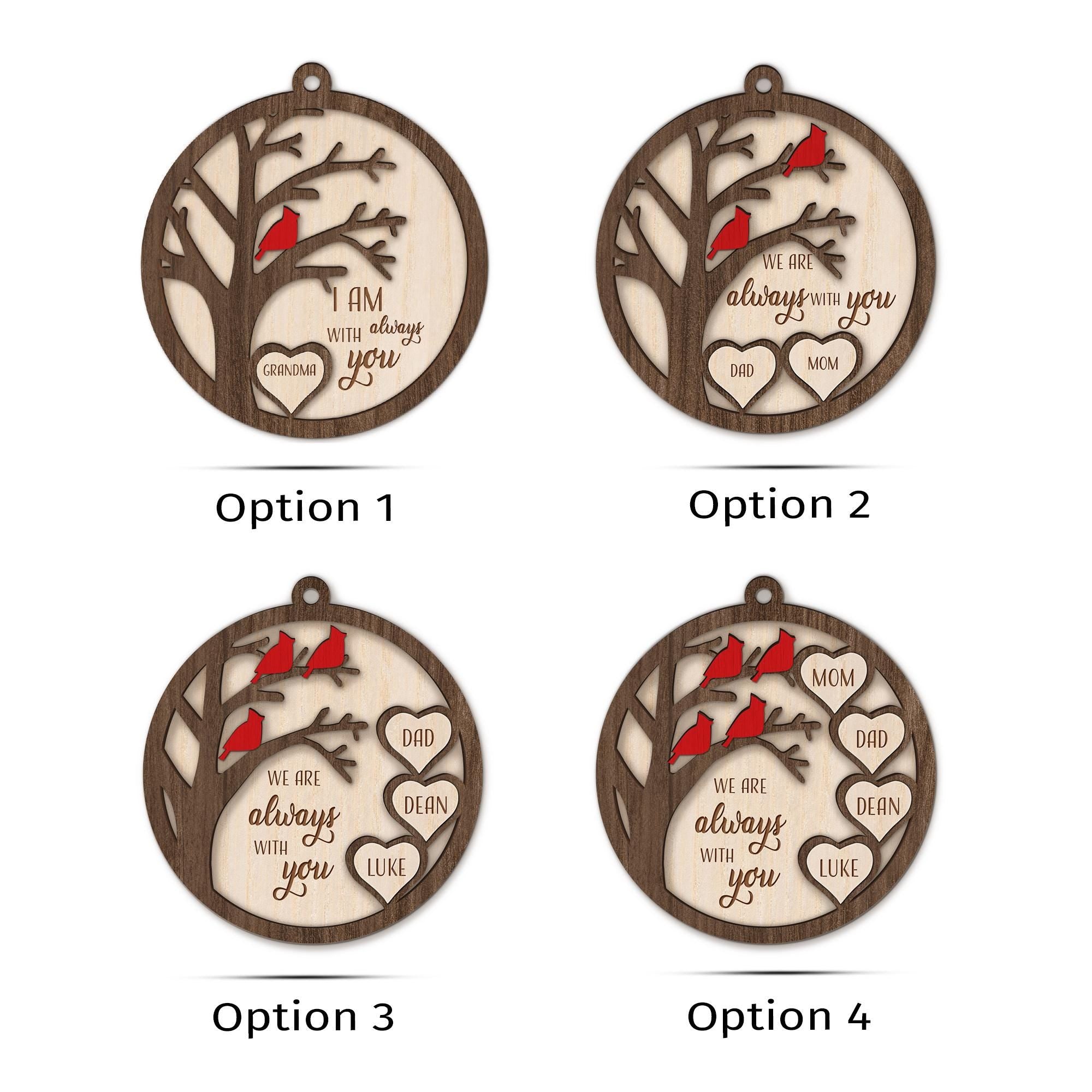 Cardinal Memorial Ornament – Wooden In Loving Memory Christmas Decoration - Remembrance Gift - Personalized Sympathy Gift