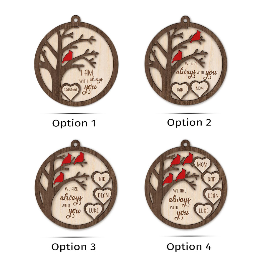 Cardinal Memorial Ornament – Wooden In Loving Memory Christmas Decoration - Remembrance Gift - Personalized Sympathy Gift