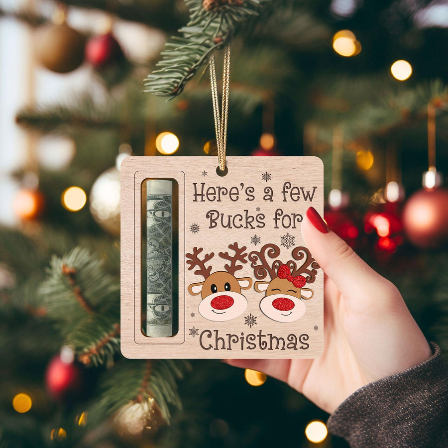 Funny Wooden Reindeer Money Holder Ornament: Christmas Cash Gift
