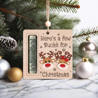 Funny Wooden Reindeer Money Holder Ornament: Christmas Cash Gift