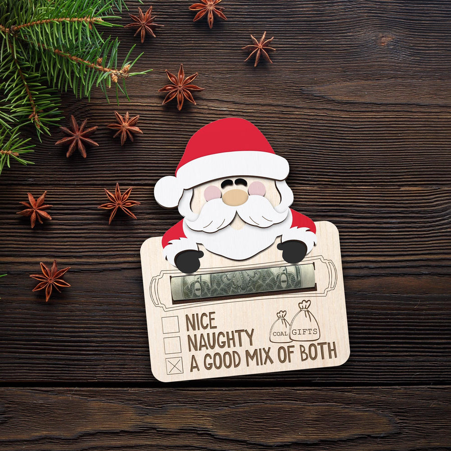 Funny Santa Wooden Money Holder Ornament: Gag Gift Keepsake