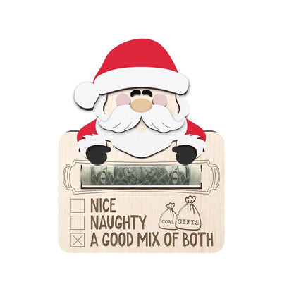 Funny Santa Wooden Money Holder Ornament: Gag Gift Keepsake
