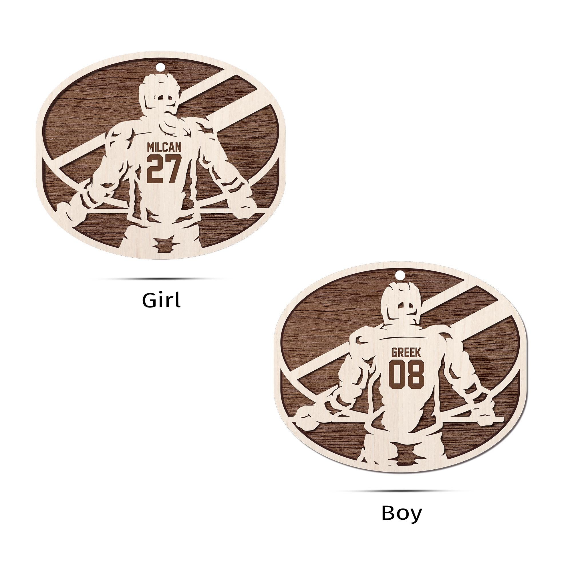 Personalized Basketball Ornament – Custom Wooden Sports Keepsake with Name & Number - Stadium Series Spotlight Ornament