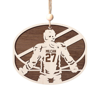 Personalized Basketball Ornament – Custom Wooden Sports Keepsake with Name & Number - Stadium Series Spotlight Ornament