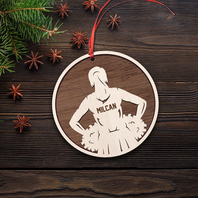 Personalized Cheerleader Christmas Ornament - Custom Wooden Cheer Team Spirit Ornament - Sports Holiday Gift