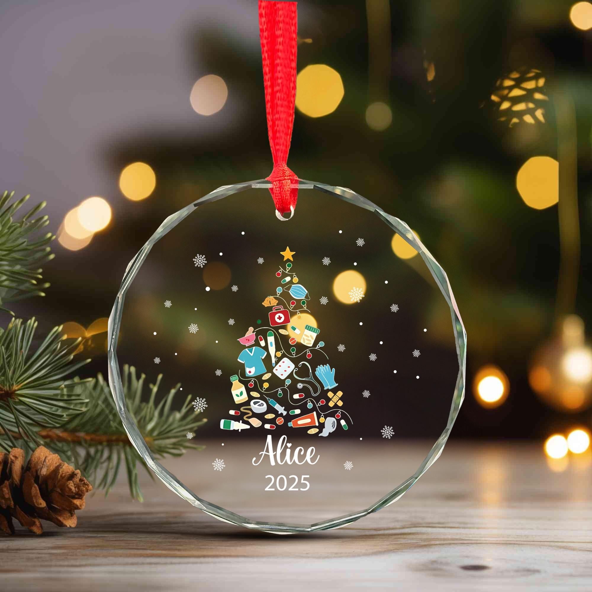 Personalized Medical Christmas Ornament: Glass Keepsake Gift for Healthcare Workers