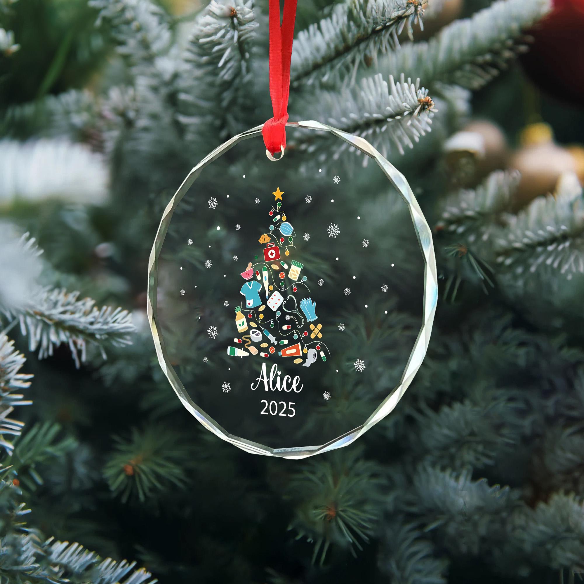 Personalized Medical Christmas Ornament: Glass Keepsake Gift for Healthcare Workers