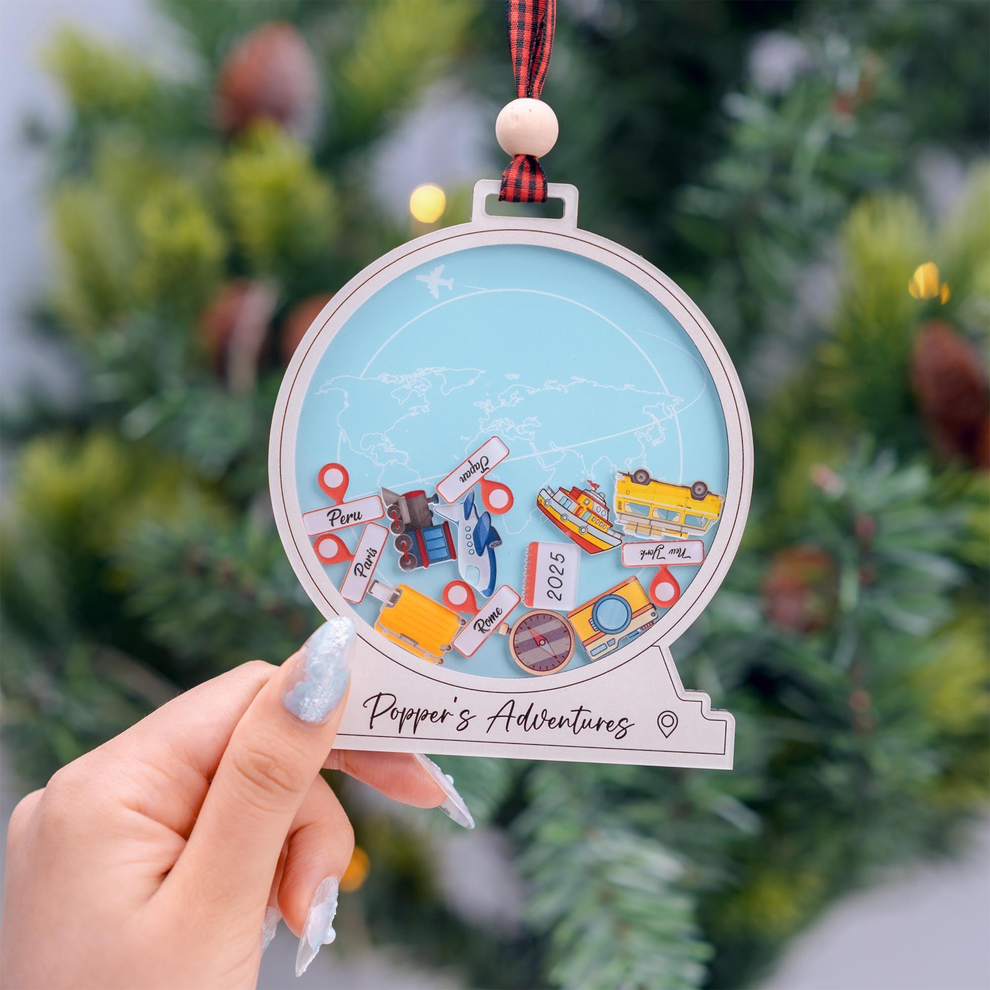 Personalized Travel Adventure Ornament, Vacation Keepsake, Travel Lover Gift, Travel Gifts For Her, Travel Gifts For Him, Couple Adventure