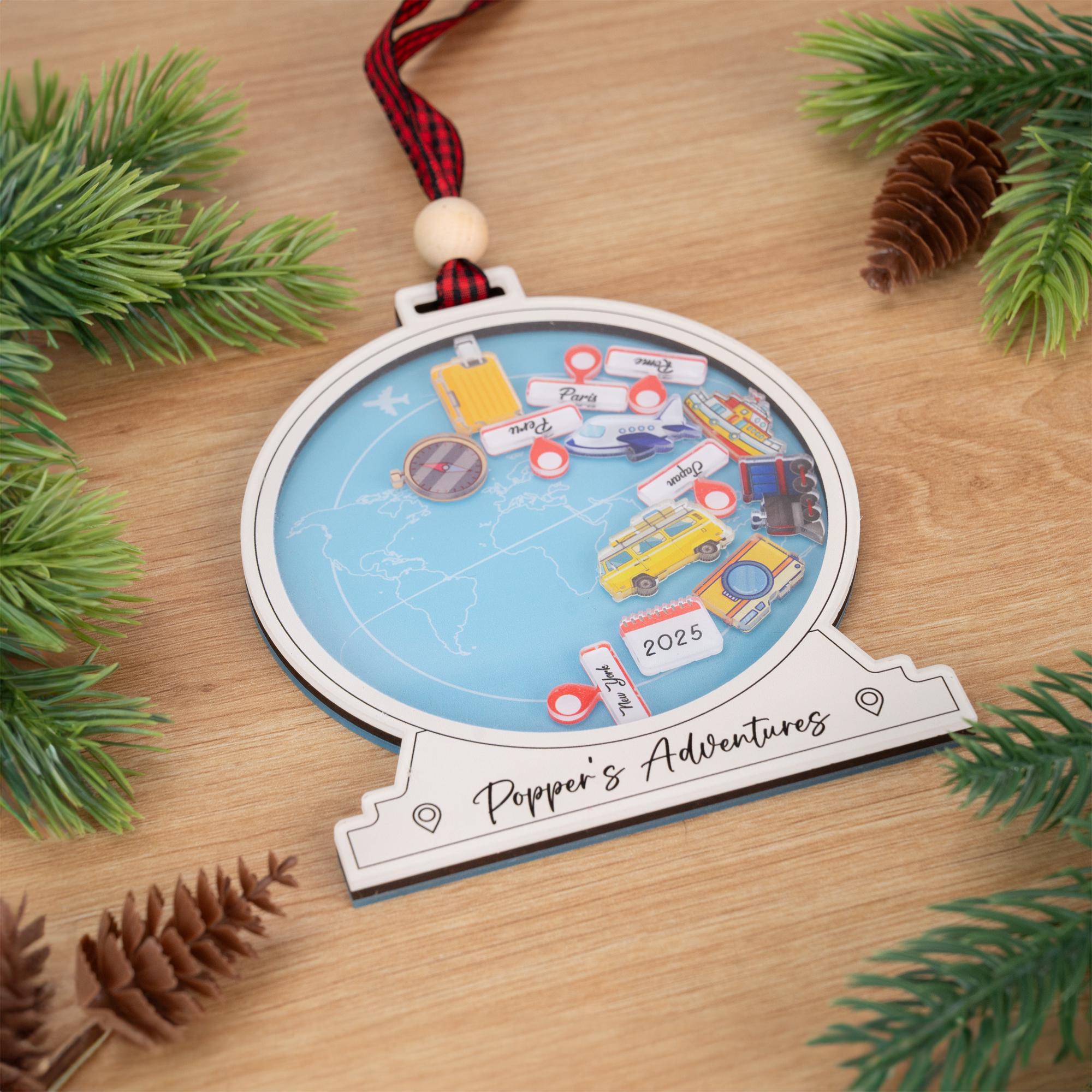 Personalized Travel Adventure Ornament, Vacation Keepsake, Travel Lover Gift, Travel Gifts For Her, Travel Gifts For Him, Couple Adventure