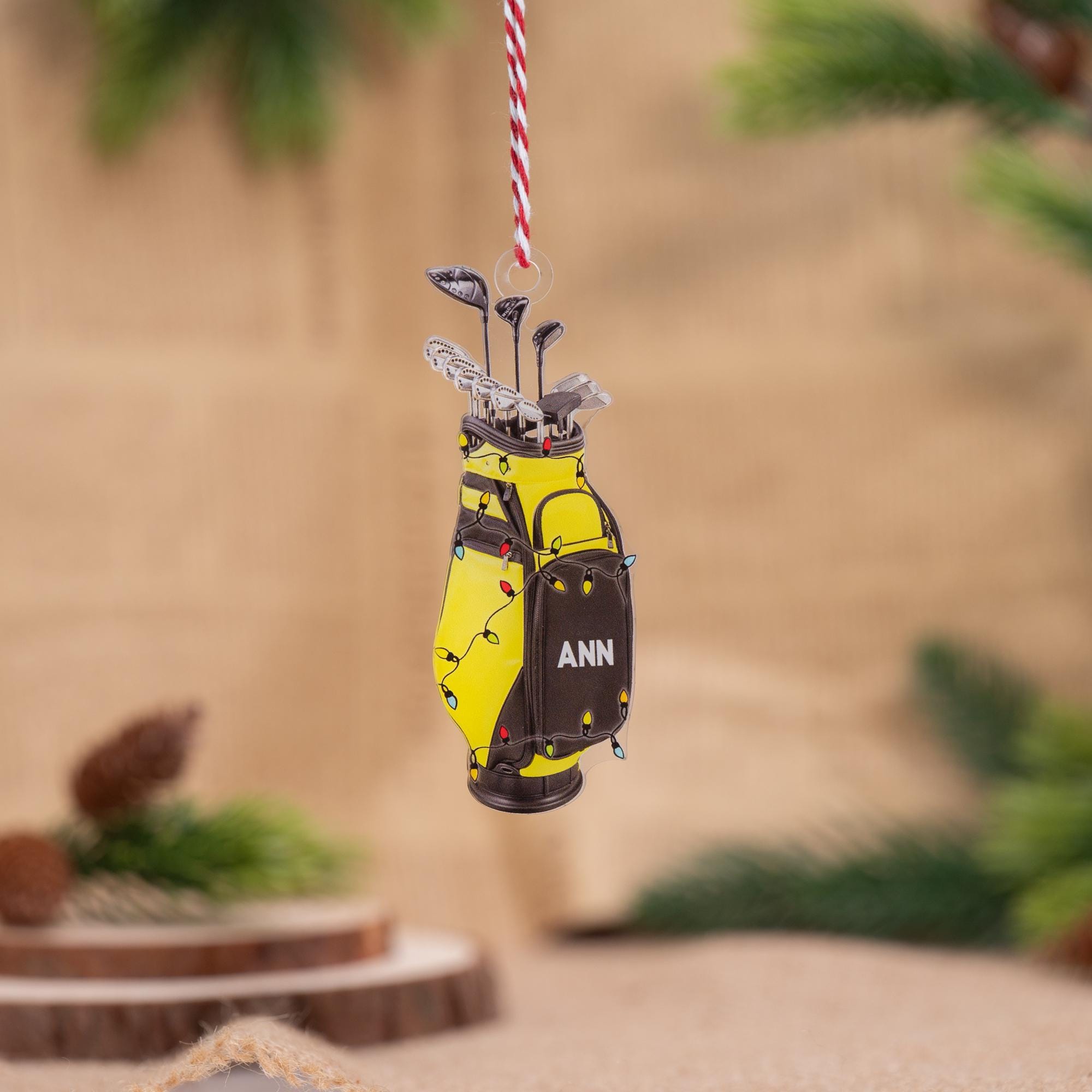 Personalized Golf Bag Ornament, Custom Golf Lover Gift, Christmas Tree Hanging Decor, Gift for Golfer, Christmas Gifts Idea, Custom Name