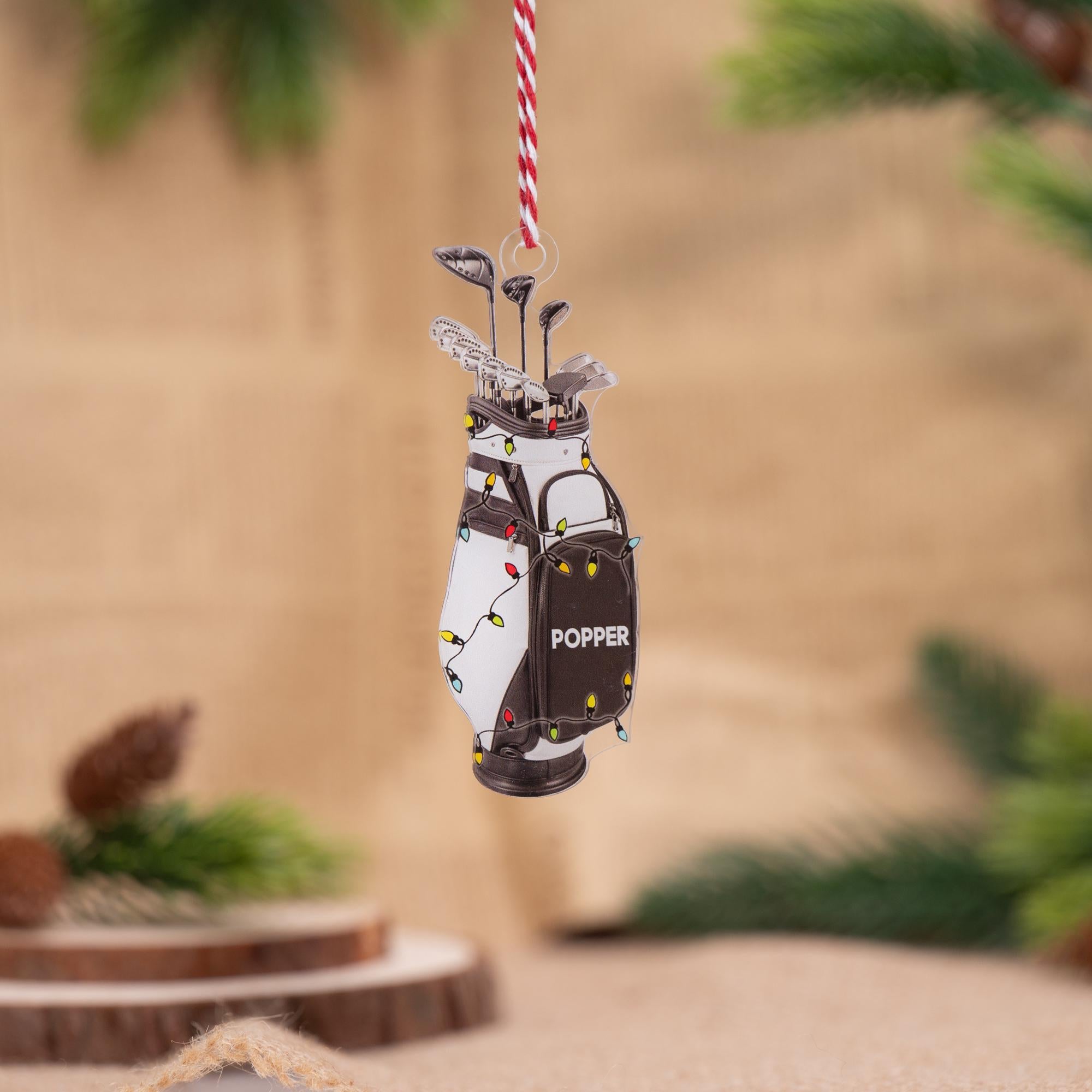 Personalized Golf Bag Ornament, Custom Golf Lover Gift, Christmas Tree Hanging Decor, Gift for Golfer, Christmas Gifts Idea, Custom Name