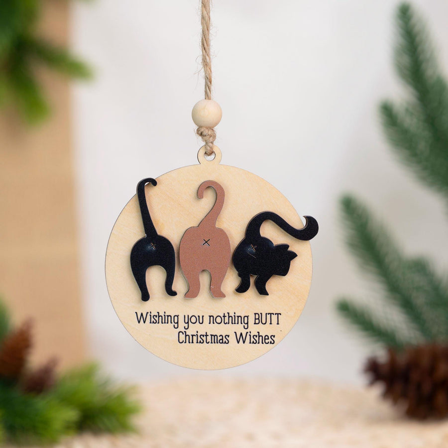 Cat Ornament, Holiday Gift for Cat Lovers, Layered Ornament, Wooden Christmas Tree Decoration, Funny Christmas Gift, Cat Lover Ornament