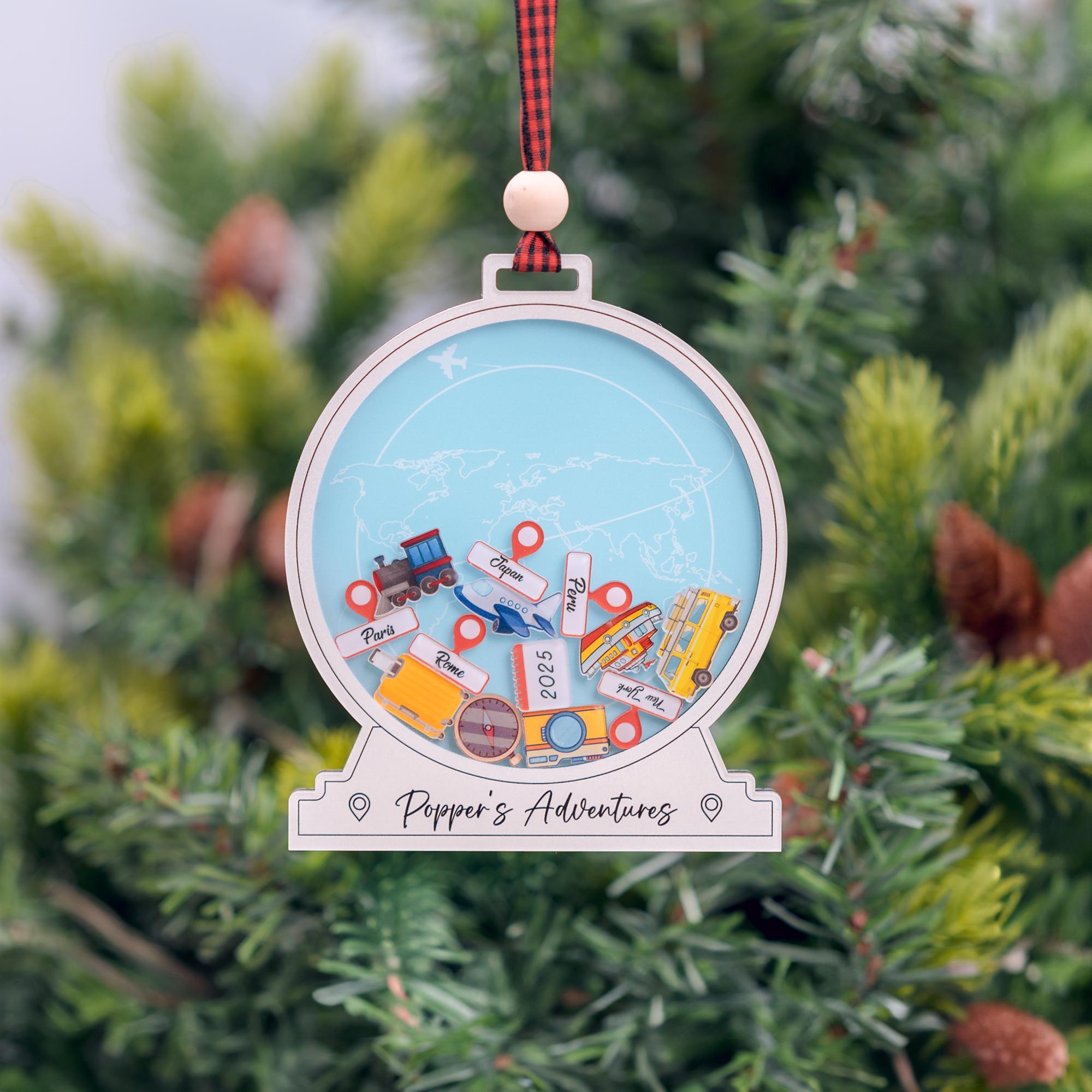 Personalized Travel Adventure Ornament, Vacation Keepsake, Travel Lover Gift, Travel Gifts For Her, Travel Gifts For Him, Couple Adventure