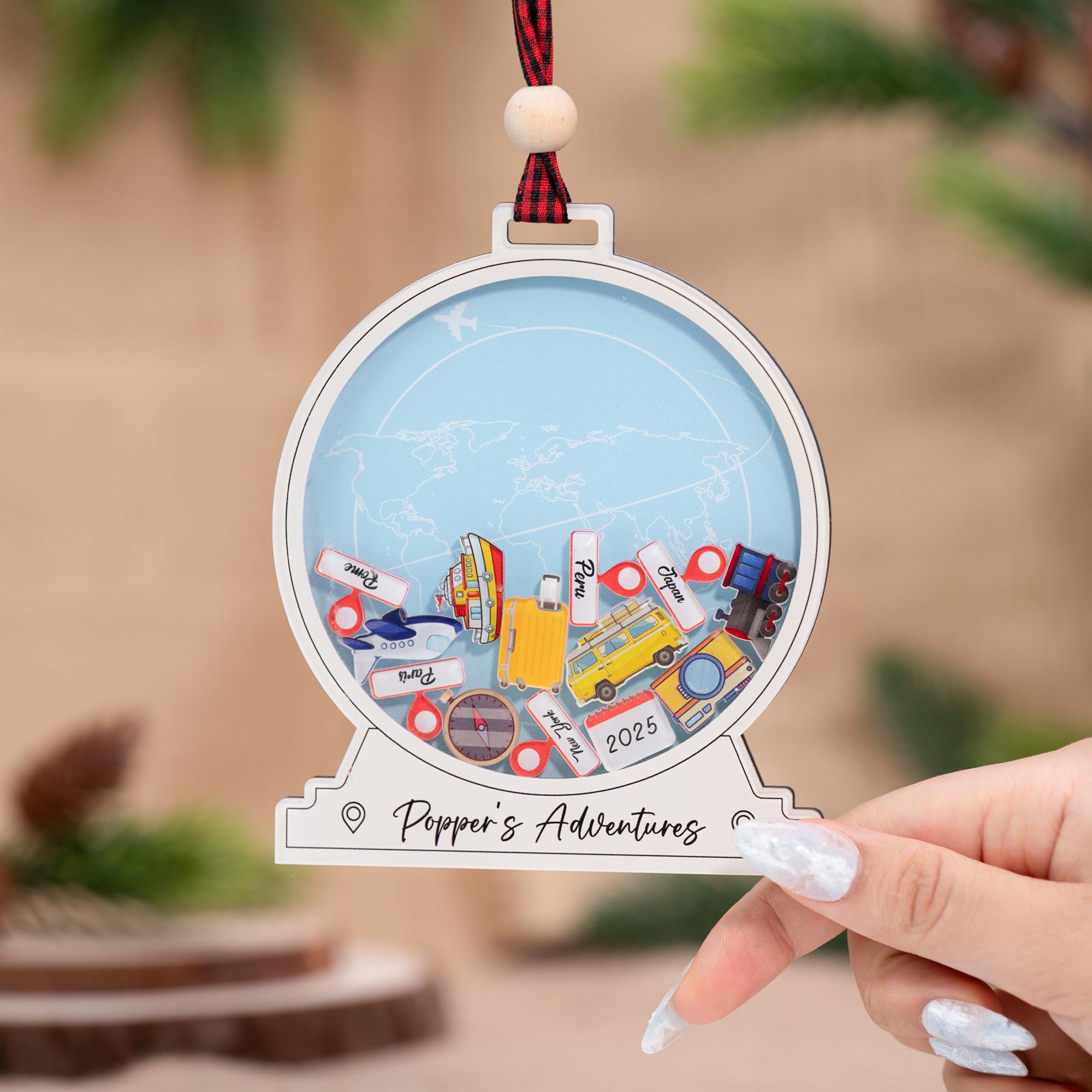 Personalized Travel Adventure Ornament, Vacation Keepsake, Travel Lover Gift, Travel Gifts For Her, Travel Gifts For Him, Couple Adventure