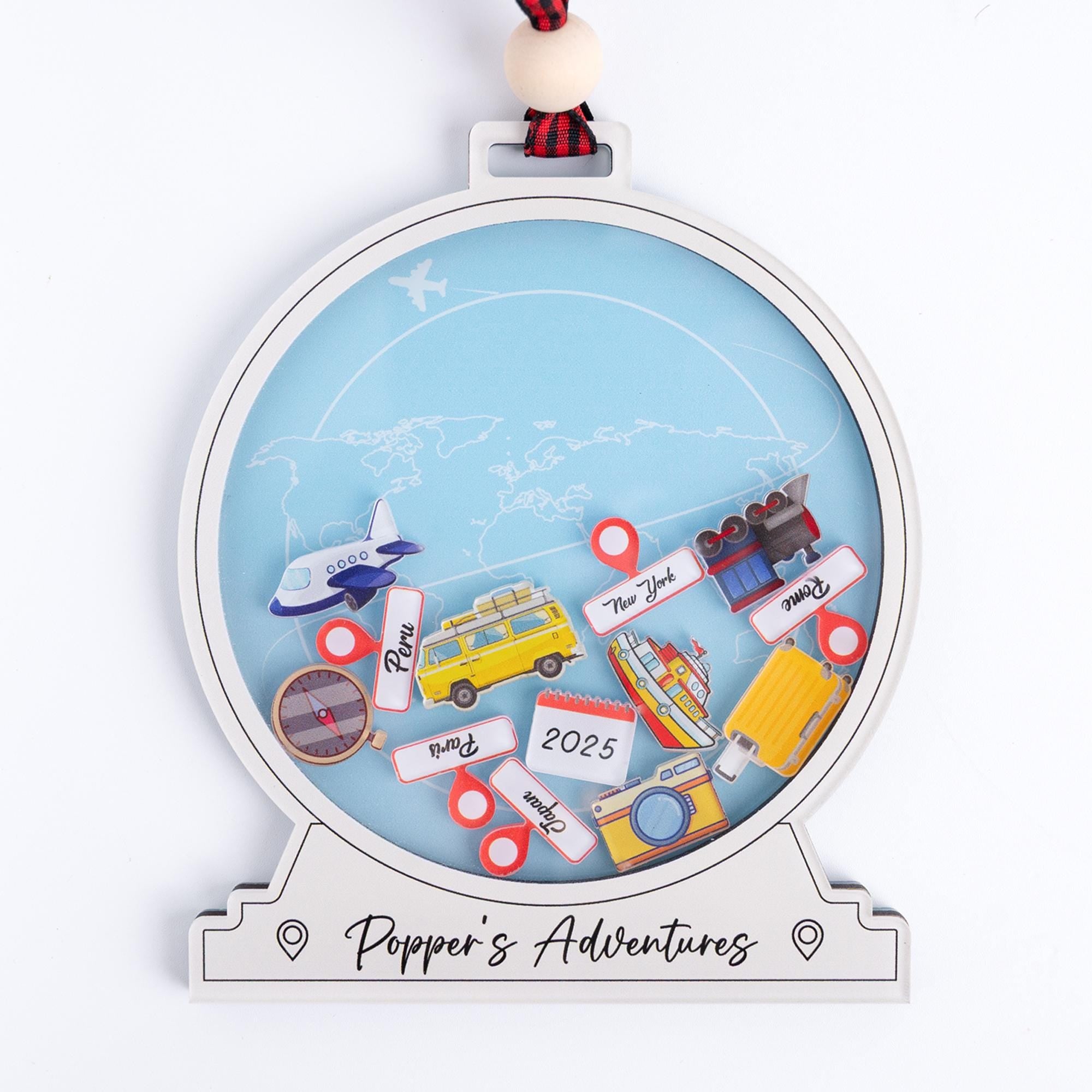 Personalized Travel Adventure Ornament, Vacation Keepsake, Travel Lover Gift, Travel Gifts For Her, Travel Gifts For Him, Couple Adventure