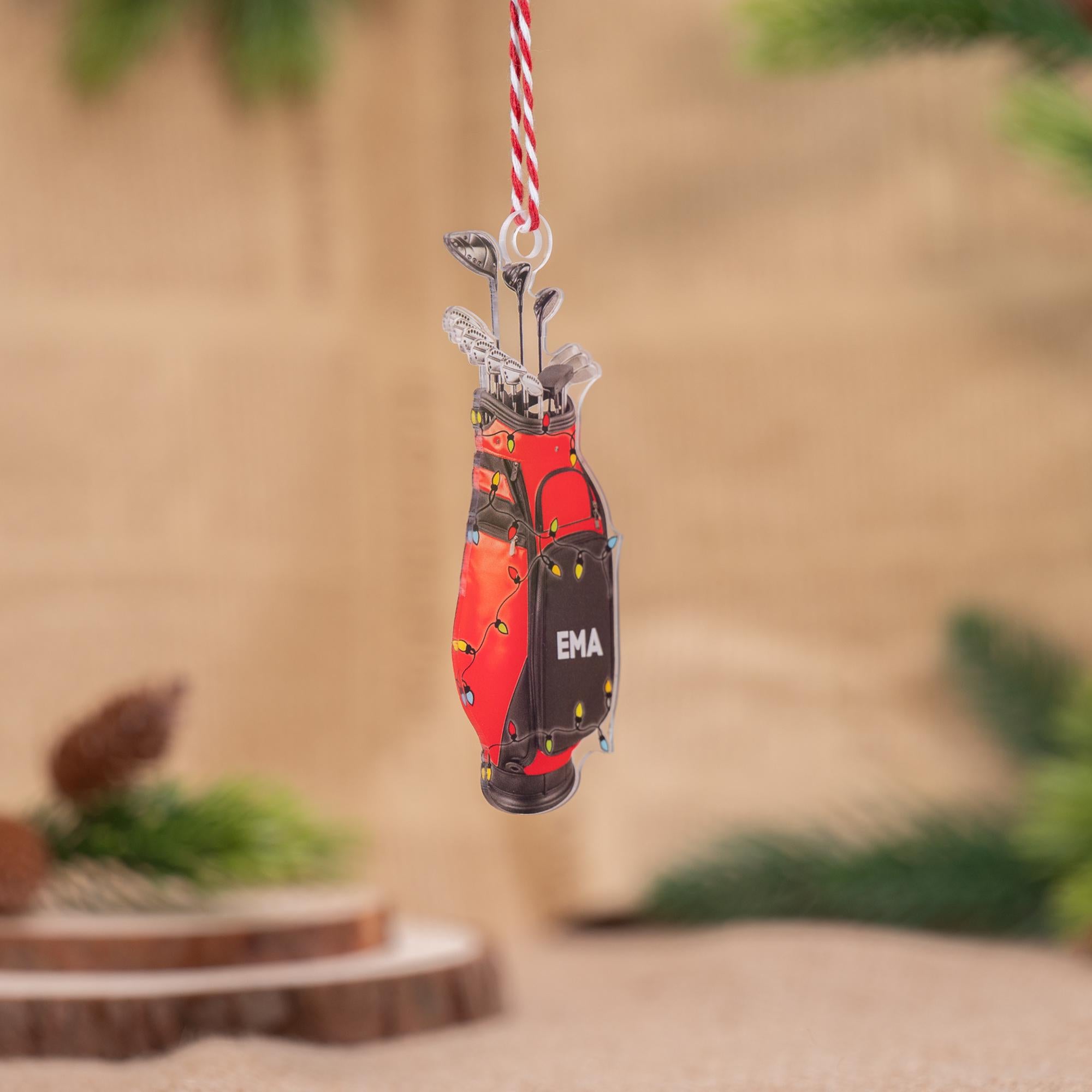 Personalized Golf Bag Ornament, Custom Golf Lover Gift, Christmas Tree Hanging Decor, Gift for Golfer, Christmas Gifts Idea, Custom Name