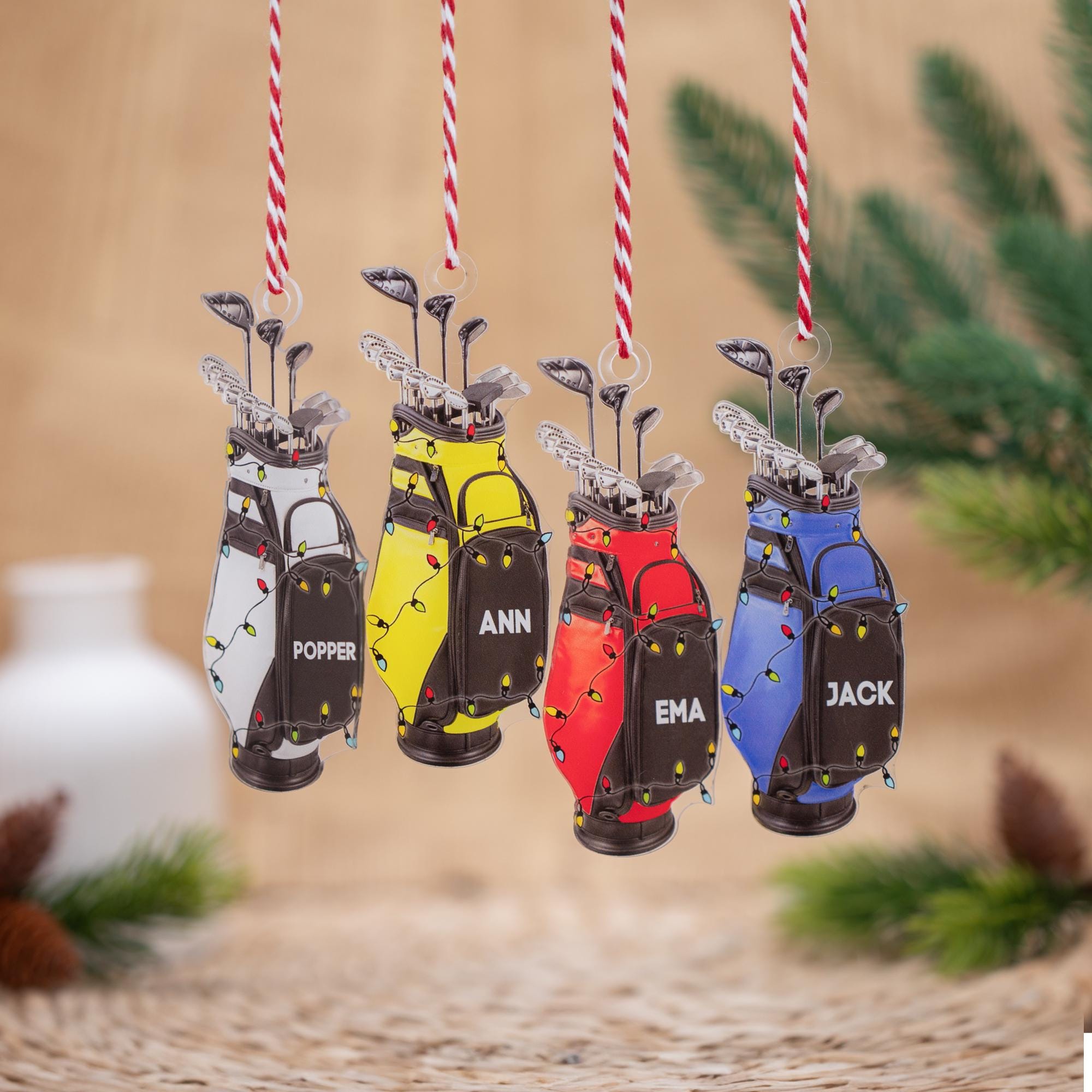 Personalized Golf Bag Ornament, Custom Golf Lover Gift, Christmas Tree Hanging Decor, Gift for Golfer, Christmas Gifts Idea, Custom Name