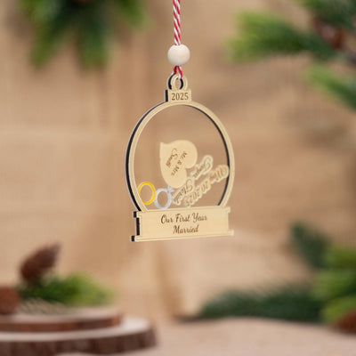 Personalized First Christmas Married Ornament, Wedding Keepsake, Personalized Wedding Gift, Couples Ornament, Custom Gift For Bride Groom