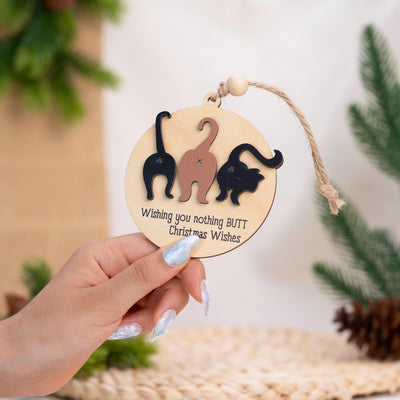 Cat Ornament, Holiday Gift for Cat Lovers, Layered Ornament, Wooden Christmas Tree Decoration, Funny Christmas Gift, Cat Lover Ornament