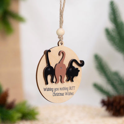 Cat Ornament, Holiday Gift for Cat Lovers, Layered Ornament, Wooden Christmas Tree Decoration, Funny Christmas Gift, Cat Lover Ornament