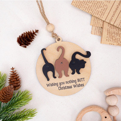 Cat Ornament, Holiday Gift for Cat Lovers, Layered Ornament, Wooden Christmas Tree Decoration, Funny Christmas Gift, Cat Lover Ornament