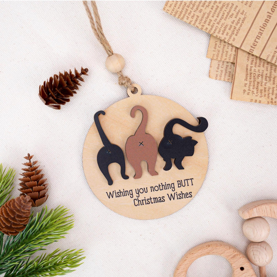 Cat Ornament, Holiday Gift for Cat Lovers, Layered Ornament, Wooden Christmas Tree Decoration, Funny Christmas Gift, Cat Lover Ornament