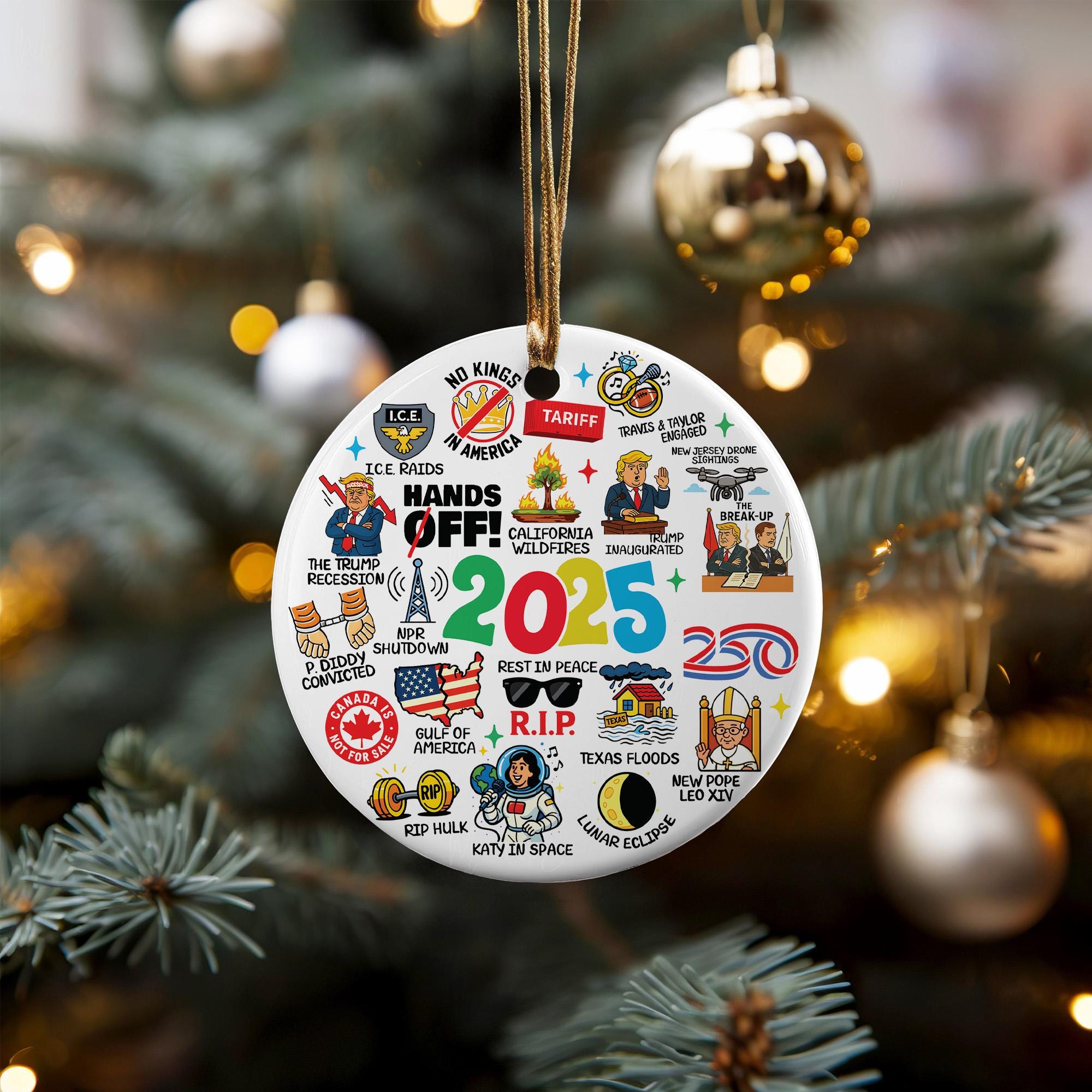 2025 Year in Review Christmas Ornament: Funny Ceramic Keepsake