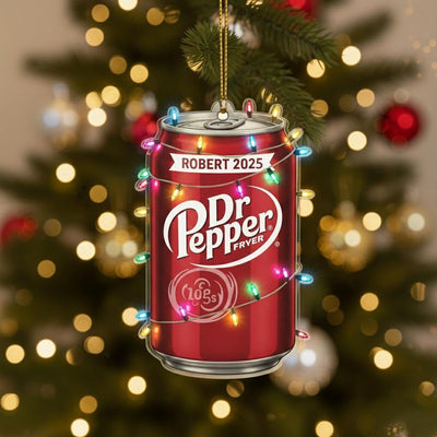 Personalized Soda Can Ornament, Custom Name Acrylic Ornament 2025, Funny Christmas Decor, Beverage Lover Gift, Retro Holiday Tree Keepsake