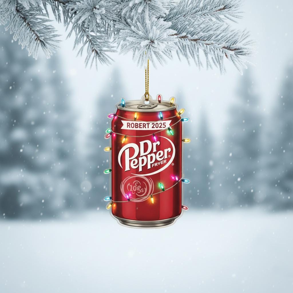 Personalized Soda Can Ornament, Custom Name Acrylic Ornament 2025, Funny Christmas Decor, Beverage Lover Gift, Retro Holiday Tree Keepsake