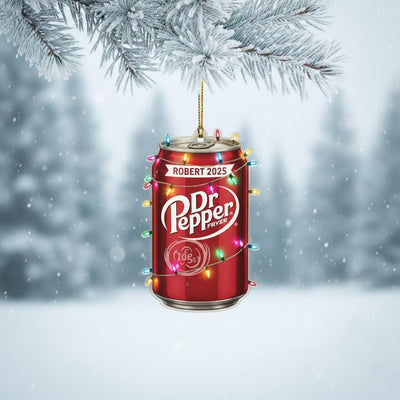 Personalized Soda Can Ornament, Custom Name Acrylic Ornament 2025, Funny Christmas Decor, Beverage Lover Gift, Retro Holiday Tree Keepsake
