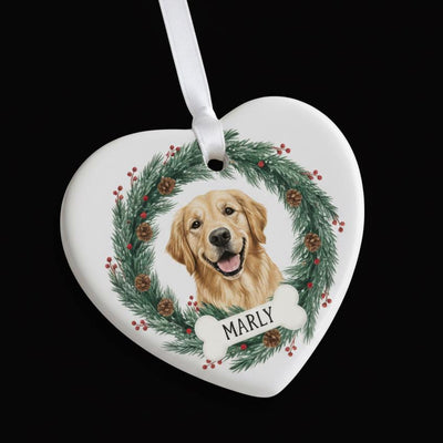 Personalized Ceramic Dog Ornament, Custom Pet Name and Year, Golden Retriever Christmas Keepsake, Pet Memorial Gift, Holiday Decor 2025