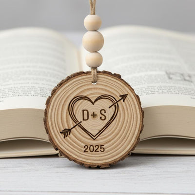 Personalized Wooden Christmas Ornament, Custom Initials and Year, Rustic Heart Engraved Ornament,Couple Gift,Farmhouse Holiday Keepsake 2025