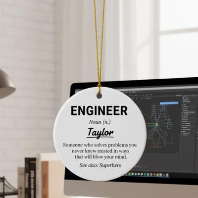 Personalized Engineer Ornament, Custom Name Ceramic Christmas Gift, Funny Definition Ornament for Engineer, Tech Lover Holiday Decor