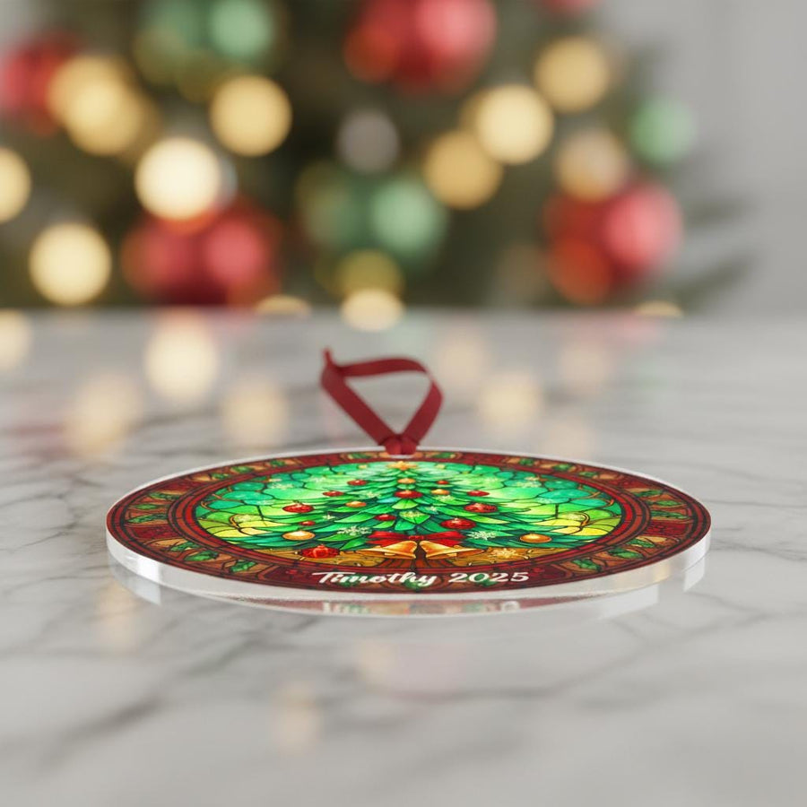Custom Name Christmas Ornament, Personalized Acrylic Tree Decoration, Green Holiday Keepsake, Custom Year Ornament, Family Gift for 2025