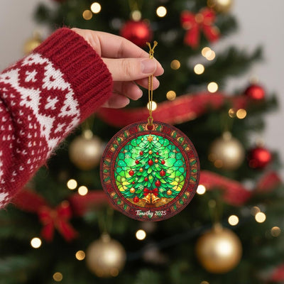 Custom Name Christmas Ornament, Personalized Acrylic Tree Decoration, Green Holiday Keepsake, Custom Year Ornament, Family Gift for 2025
