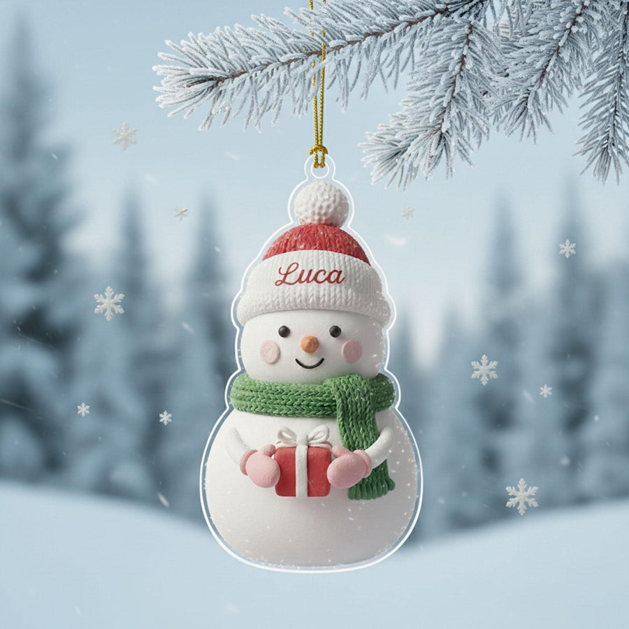 Custom Snowman Christmas Ornament, Personalized Acrylic Holiday Decoration, Cute Snowman with Name, Family Keepsake Gift, Winter Decor
