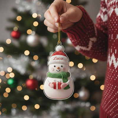 Custom Snowman Christmas Ornament, Personalized Acrylic Holiday Decoration, Cute Snowman with Name, Family Keepsake Gift, Winter Decor