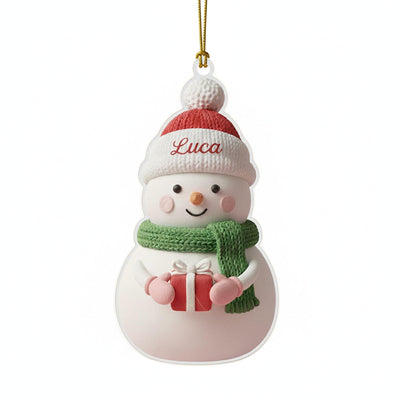 Custom Snowman Christmas Ornament, Personalized Acrylic Holiday Decoration, Cute Snowman with Name, Family Keepsake Gift, Winter Decor