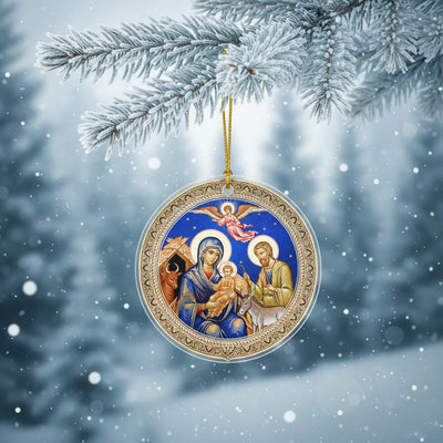 Acrylic Nativity Ornament, Orthodox Christian Icon Christmas Decor, Holy Family Ornament, Religious Christmas Gift, Faith Home Decoration