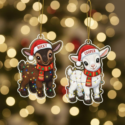 Custom Goat Christmas Ornament, Personalized Acrylic Ornament with Name, Cute Farm Animal Holiday Decoration, 2025 Gift for Kids and Family
