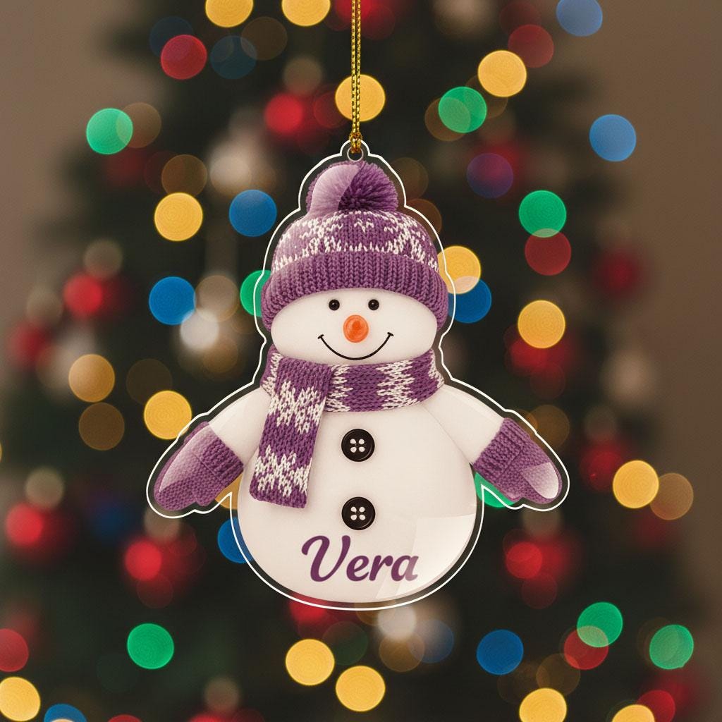 Personalized Snowman Christmas Ornament, Custom Name Acrylic Ornament, Cute Winter Keepsake, Holiday Decoration for Kids, 2025 Gift Idea